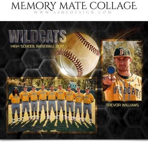 Baseball Memory Mates - Photoshop Templates for Sports Teams and Individuals - Sports Photography Templates - Honeycomb Baseball