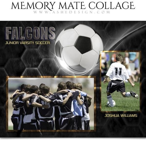 Soccer Memory Mates - Modèles Photoshop pour les équipes sportives et les individus - Modèles de photographie sportive - Football en nid d'abeille