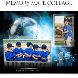 Baseball Memory Mates - Photoshop Vorlagen für Sportteams und Einzelpersonen - Sportfotografie Vorlagen - Electric Explosion Baseball