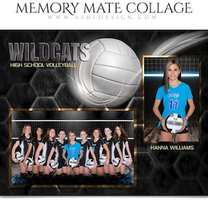 Basketball Memory Mates - Photoshop-Vorlagen für Sportteams und Einzelpersonen - Sportfotografie-Vorlagen - Honeycomb-Volleyball