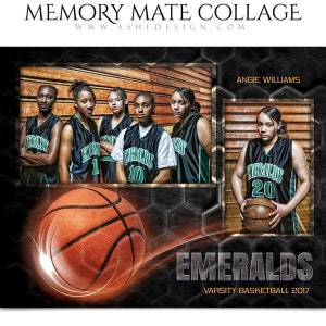 Basketball Memory Mates - Photoshop Vorlagen für Sportteams und Einzelpersonen - Sportfotografie Vorlagen - Honeycomb Basketball