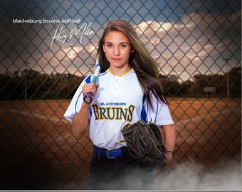 Photoshop Softball Poster Template, Digital Sports Background Tball Backdrop, Senior Night Softball Banquet Gift, T-ball Softball Banner