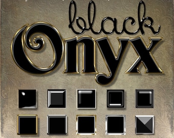 Photoshop Layer Styles - Designer Gems - BLACK ONYX - 1 Photoshop Style file (.ASL) containing 10 unique Styles to add to your Text.