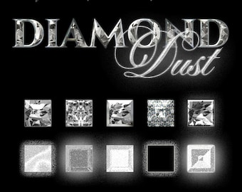 Photoshop Layer Styles - Designer Gems - DIAMOND DUST - 1 Photoshop Style file (.ASL) containing 10 unique Styles to add to your Text.