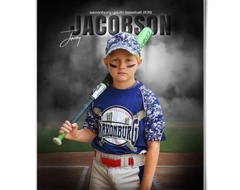 Photoshop Baseball Poster Template, Digital Sports Background Tball Backdrop, Senior Night Baseball Banquet Gift, T-ball Baseball Banner