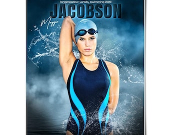 Sports Poster Template Set - Photoshop Collage Templates for Teams and Individuals - Instant Download -  In The Shadows Swim