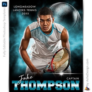 Plantilla de póster de tenis de Photoshop, telón de fondo de deportes digitales, regalo de banquete de tenis nocturno para personas mayores, tenis de explosión eléctrica