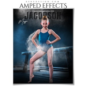 Conjunto de modelos de pôsteres esportivos - Modelos de colagem do Photoshop para equipes e indivíduos - Download instantâneo - In The Shadows Balance Beam