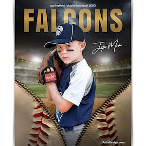 Photoshop Baseball Poster Template, Digital Sports Background Tball Backdrop, Senior Night Baseball Banquet Gift, T-ball Baseball Banner