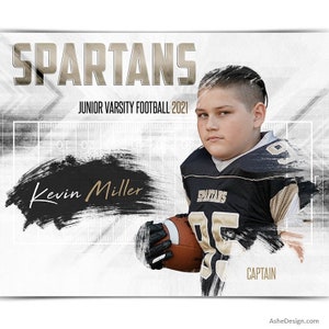 Photoshop Football Poster Template, Digital Sports Background Backdrop, Senior Night Football Player Banquet Gift, Homecoming Banner
