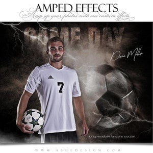 Sports Poster Template Set - Photoshop Collage Templates for Teams and Individuals - Instant Download -  Lightning Storm Soccer