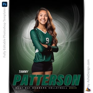 Modello di poster di pallavolo di Photoshop, sfondo di sfondo sportivo digitale, regalo per banchetti di pallavolo notturno per anziani - Pallavolo Mystic Swirl
