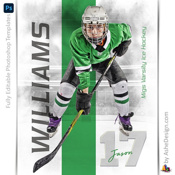 Sports Poster Template Set - Photoshop Templates for Sports Teams and Individuals - Sports Photography Templates - Whiteout Hockey