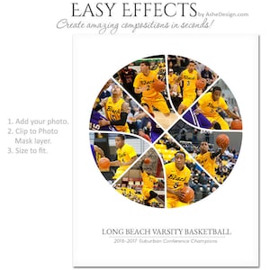 Photoshop Templates | Photography Posters | Easy Effects | SPORTS SEGMENT - Basketball - (1) 8x10 & (1) 16x20 .PSD Files.