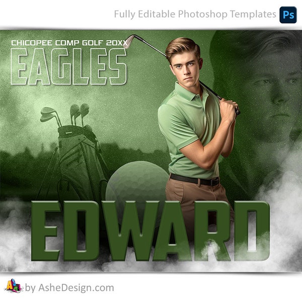 Sports Poster Template Set - Photoshop Templates for Sports Teams and Individuals - Sports Photography Templates - Nitro Fusion Golf