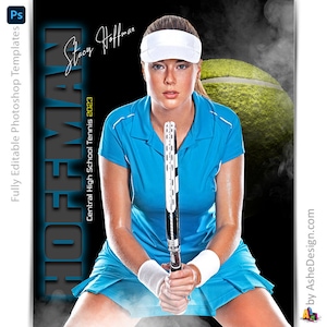 Sport Poster Vorlagen Set - Photoshop Vorlagen für Sport Teams und Einzelpersonen - Sport Fotografie Vorlagen - From The Shadows Tennis