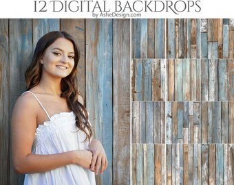 12 Coastal Wood Digital Photography Backdrops, Photoshop Overlays, Studio Backdrops For Photographers, Wedding & Senior Backdrops