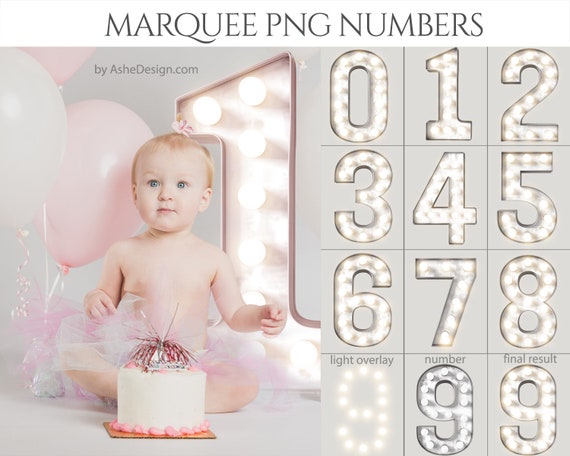 Marquee 3D Digital PNG Numbers, Marquee Digital Number Art PNG Bright Numbers Clip Art, 3D Number Clipart Set, PNG Birthday Numbers