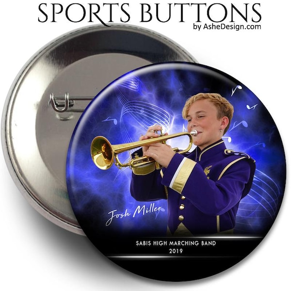 SPORTS BUTTONS - Electric Explosion Marching Band - (3) Digital Photoshop Templates in 3", 3.5" & 4" sizes for Sports Photographers.