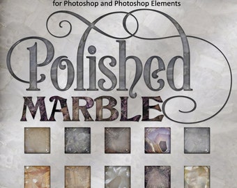 Photoshop Layer Styles - Designer Gems - POLISHED MARBLE - 1 Photoshop Style file (.ASL) containing 10 unique Styles to add to your Text.