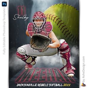 Photoshop Softball Poster Vorlagen, Sportfotografie-Vorlagen, PSD Hintergrund, Größenanpassung für Senioren Night Banner, In Perspektive Softball