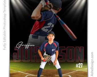 Plantillas de pósteres de béisbol para Photoshop, plantillas de fotografía deportiva en PSD, cambio de tamaño para pancartas de la noche de los mayores, Béisbol en el punto de mira