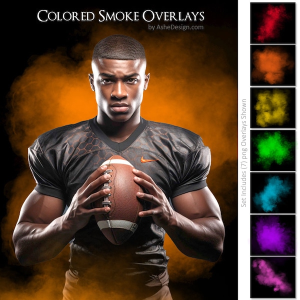 PNG gekleurde rookoverlayset, hoogwaardige Photoshop-overlays, maak rookachtergronden voor sportfoto's, fotografie-overlays