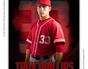 Photoshop Sports Poster Template, Digital Templates For Photoshop, PSD Sports Background, Easily Resize For Senior Night Banners!