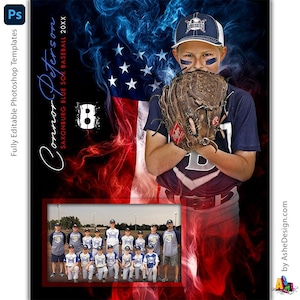 Multi-Sport Memory Mates - Modelli Photoshop per squadre sportive e singoli individui - Modelli per la fotografia sportiva - Reflection American