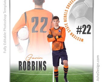 Sports Poster Template Set - Photoshop Templates for Sports Teams and Individuals - Sports Photography Templates - All Around Soccer