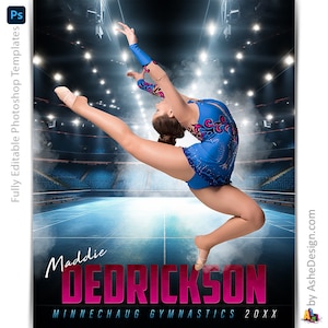 Photoshop Photoshop Gymnastik Poster Vorlagen, PSD Sportfotografie-Vorlagen, Größenanpassung für Senioren Nachtbanner, Stadionlichter, Gymnastik