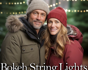 Nakładki świetlne Bokeh String, nakładki Twinkle Fairy Lights, lampki świąteczne Bokeh, nakładki świetlne Photoshop String, nakładki świecące światła