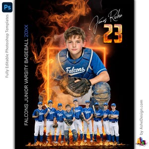 Minneskamrater för flera sporter - Photoshop-mallar för sportlag och individer - Mallar för sportfotografering - Fire Framed