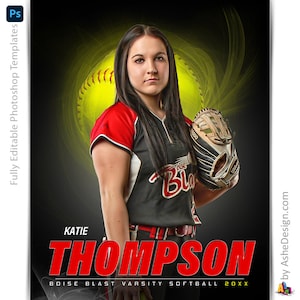Photoshop Softball Poster Vorlage, Digital Sport Hintergrund Tball Hintergrund, Senior Night Softball Bankett Geschenk - Mystic Swirl Softball