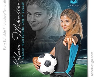 Mallar för fotbollsaffischer i Photoshop, mallar för sportfotografering, PSD-bakgrund, storleksändra för seniorkvällsbanderoller, reflektionsfotboll