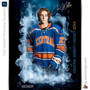 Sjabloon Photoshop-sportposter voor gebruik bij elke sport, digitale sjabloon, sportachtergrond, aangepaste posterbanner, ingelijst ijs