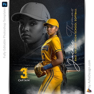 Modelos de pôster de softball do Photoshop, modelos de fotografia de esportes, fundo PSD, redimensionamento para banners noturnos para idosos, softball de reflexão