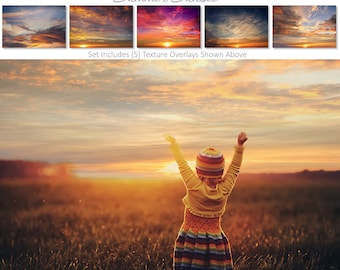 Photoshop Overlays | Texture Overlays - SUMMER SUNSET SKIES - Gekonnt entworfen | Digitale Overlays | Fotografie Kulissen.