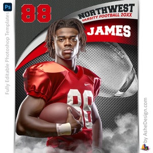 Modèle d'affiche de football Photoshop, toile de fond de sport numérique, cadeau de banquet de joueur de football de nuit senior, bannière de retour à la maison