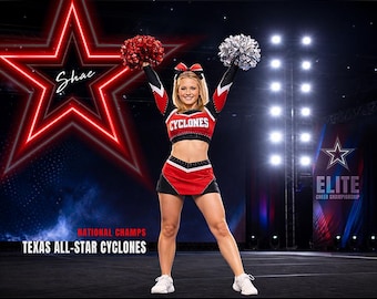Photoshop Cheer Poster Templates, PSD Sports Photography-Templates, Resize For Senior Night Banners, Team Spirit