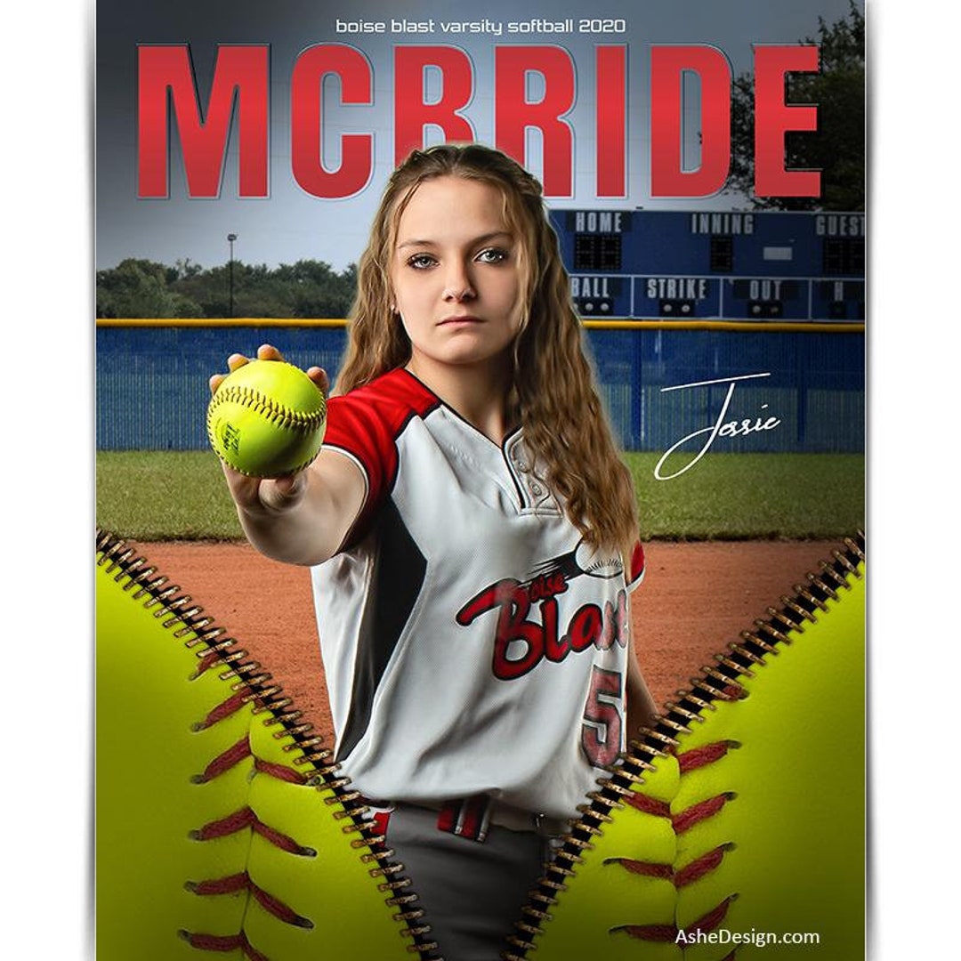 Photoshop Softball Poster Template, Digital Sports Background Tball ...
