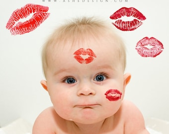 Photoshop Templates | Photo Overlays | Kissing Lip Overlays | (5) .png File Overlays.