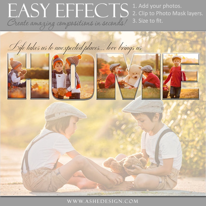 8x10 /& 16x20 .PSD Files. Horizontal Layouts 2 Photography Posters Easy Effects Photoshop Templates HOME COLLAGE -