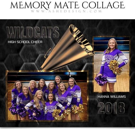 Cheer Memory Mates - Photoshop Templates for Sports Teams and Individuals - Sports Photography Templates - Honeycomb Cheer