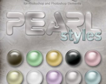 Photoshop Layer Styles - Designer Gems - PEARL - 1 Photoshop Style file (.ASL) containing 10 unique Styles to add to your Text.