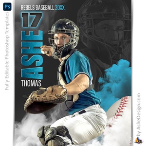 Photoshop Baseball Poster Templates, PSD Sports Photography-Templates, Resize For Senior Night Banners, Sports Legends Baseball