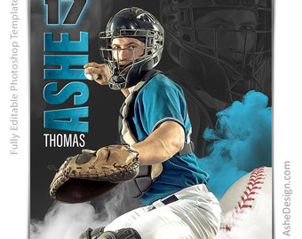 Photoshop Baseball Poster Templates, PSD Sports Photography-Templates, Resize For Senior Night Banners, Sports Legends Baseball