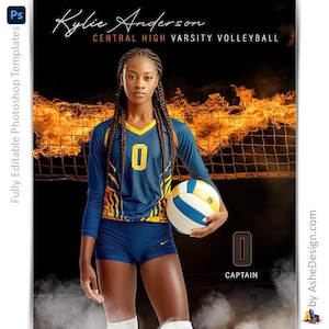 Photoshop Beachvolleyball Poster Vorlagen, PSD Sportfotografie-Vorlagen, Resize For Senior Night Banners, Up In Flames Strandvolleyball