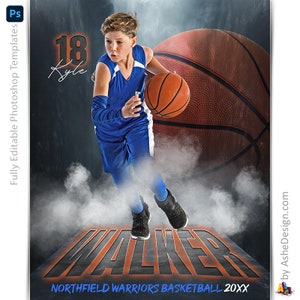 Basketball Photoshop Poster Vorlagen, PSD Sportfotografie-Vorlagen, Resize Für Senior Night Banner, In Perspektive Basketball