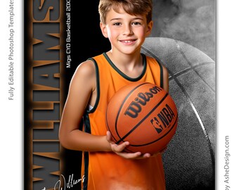 Basketball Sports Poster Photoshop Templates, Custom Layered Sports Banner PSD, Personalized Senior Night Gift, From The Shadows Basketball